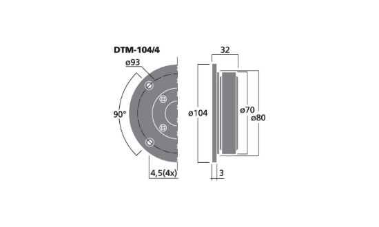 Immagine di TWEETER HIFI A CUPOLA, 45 W, 8 OHM (/8)E 4 OHM (/4)
