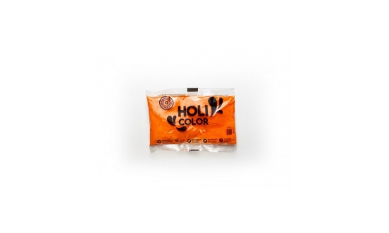 Immagine di POLVERE HOLI ARANCIO DA 75 G - SACCHETTO IN PLASTICA RICICLATA