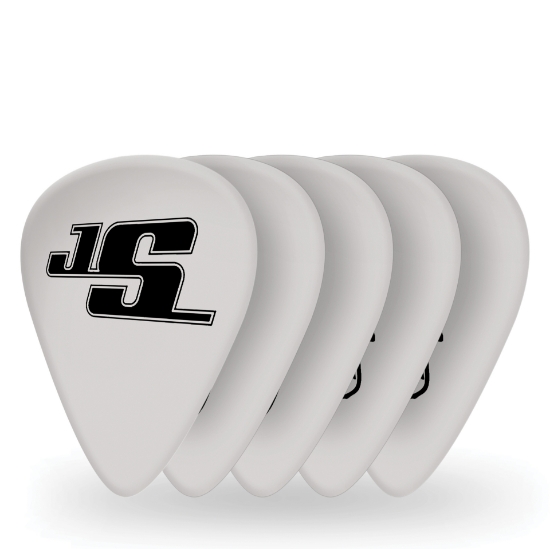 Immagine di Confezione da 10 plettri morbidi D'Addario Accessories Joe Satriani, di colore bianco