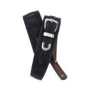 Immagine di Tracolla per chitarra D'Addario Accessories, in pelle nera, decorata con fibbia