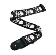 Immagine di Tracolla per chitarra D'Addario Accessories in tessuto, teschio e ossa incrociate