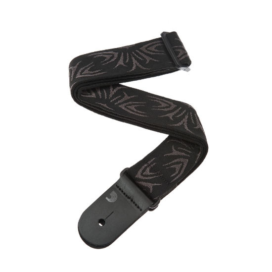 Immagine di Tracolla per chitarra D'Addario Accessories in tessuto, motivo nero e grigio