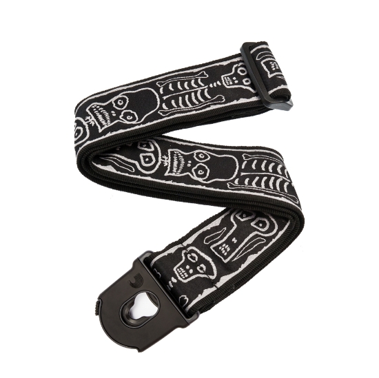 Immagine di Tracolla per chitarra D'Addario Accessories Joe Satriani con sistema di aggancio Planet Lock, Skull N Bones