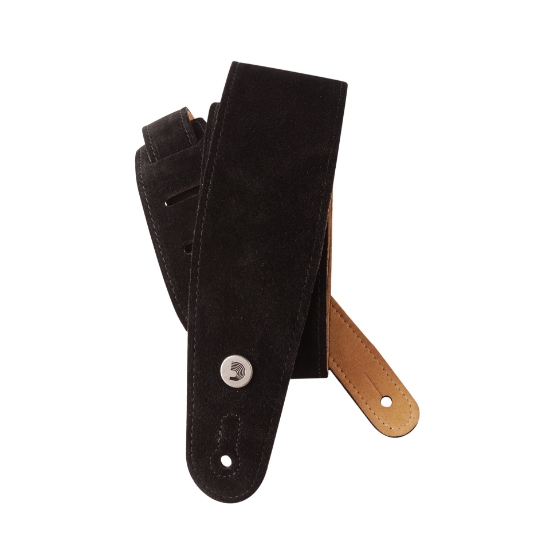 Immagine di Tracolla per chitarra D'Addario Accessories, in pelle scamosciata nera