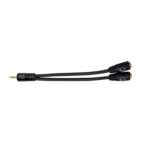 Immagine di Adattatore D'Addario Accessories, 1 connettore jack stereo maschio di 3,17 mm - 2 connettori jack stereo femmina di 3,17 mm