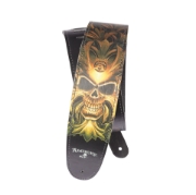 Immagine di Tracolla Alchemy in pelle per chitarra, Green Skull