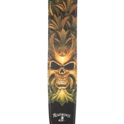 Immagine di Tracolla Alchemy in pelle per chitarra, Green Skull