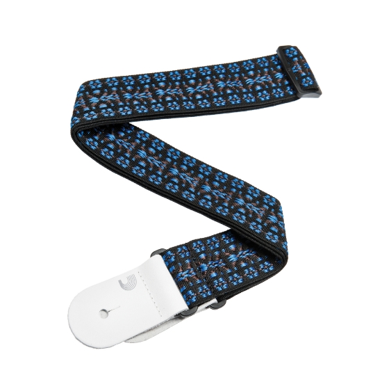 Immagine di Tracolla per chitarra D'Addario Accessories in tessuto, hootenanny blu e nero