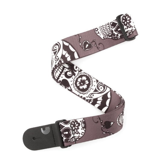 Immagine di 2" Woven Guitar Straps, Sugar Skulls - Black, by D'Addario