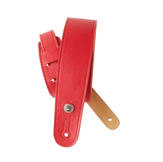 Immagine di Tracolla D'Addario sottile in pelle per chitarra, rossa