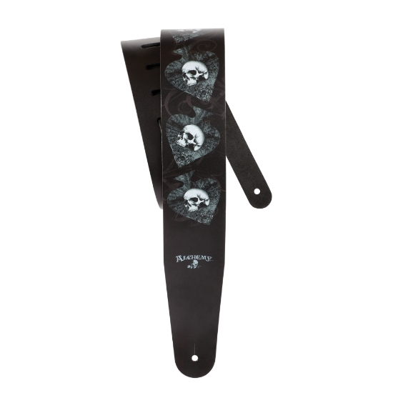 Immagine di Tracolla D'Addario Alchemy in pelle, per chitarra, Skulls in Spades