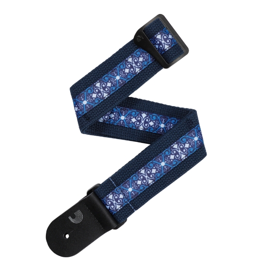 Immagine di Tracolla Deluxe in cotone per chitarra, blu