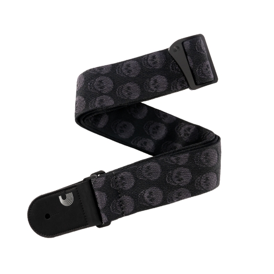 Immagine di Tracolla intrecciata D'Addario per chitarra, Skulls Black Tubular