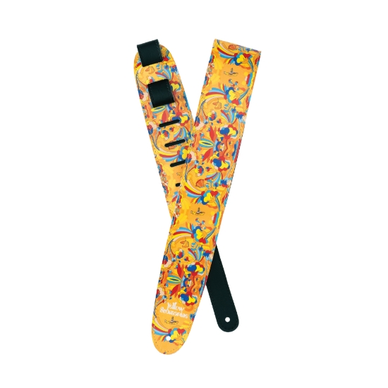Immagine di Tracolla D'Addario in vinile per chitarra, 55° anniversario di Yellow Submarine dei Beatles, grafica Primrose Prairie