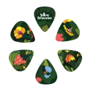Immagine di Plettri medi (spessore 0,70 mm) D'Addario per chitarra, 55° anniversario di Yellow Submarine dei Beatles, grafica Pepperland Woods, confezione da 15