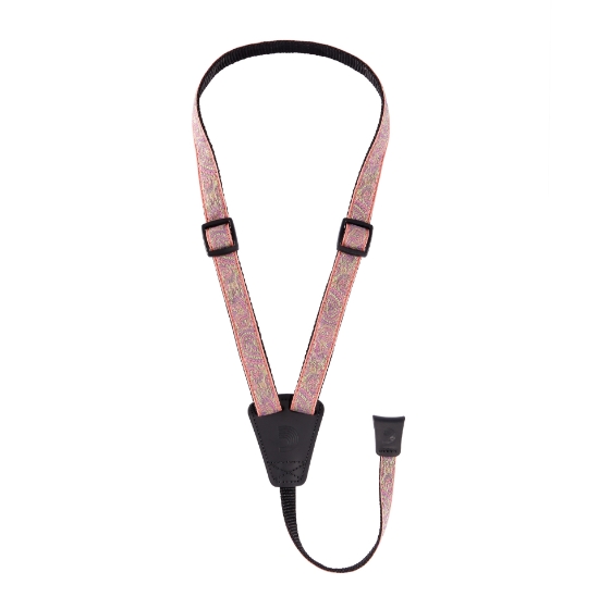 Immagine di Tracolle D'Addario in stile cradle per ukulele, Paisley rosa/verde