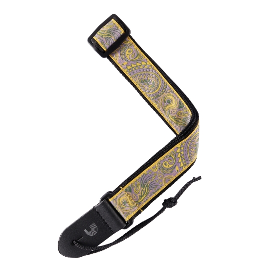 Immagine di Tracolle D'Addario in trama jacquard per ukulele, Paisley giallo/viola