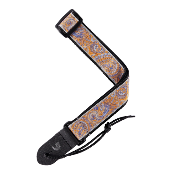 Immagine di Tracolle D'Addario in trama jacquard per ukulele, Paisley grigio/arancione