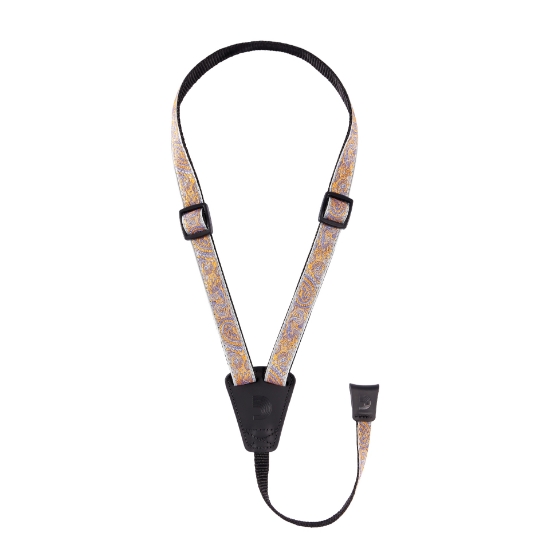 Immagine di Tracolle D'Addario in stile cradle per ukulele, Paisley grigio/arancione