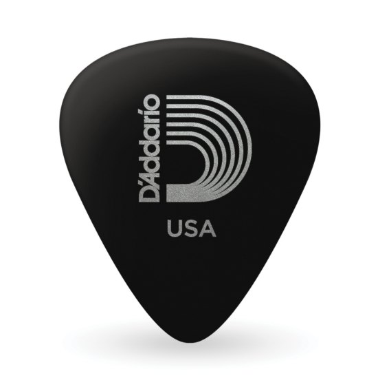 Immagine di Confezione da 25 plettri duri D'Addario Accessories, di colore nero, in celluloide