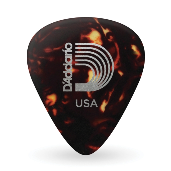 Immagine di Confezione da 10 plettri medi D'Addario Accessories, di color tartaruga, in celluloide