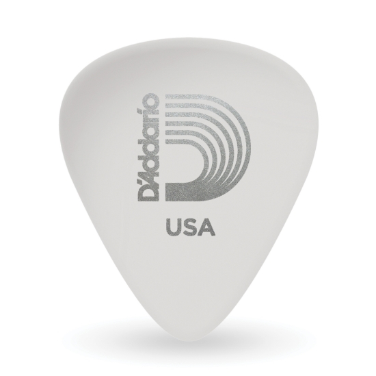 Immagine di Confezione da 10 plettri duri D'Addario Accessories, di colore bianco, in celluloide