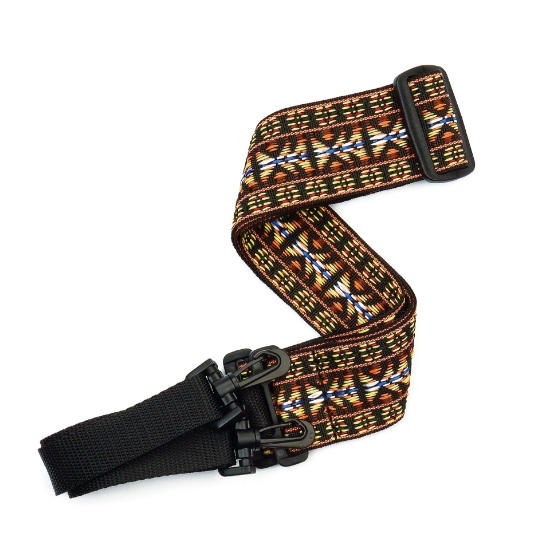 Immagine di Tracolla D'Addario in tessuto intrecciato per banjo - Hootenanny, gialla e marrone