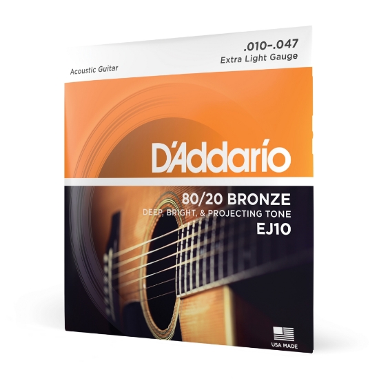 Immagine di Corde D'Addario EJ10 in bronzo per chitarra acustica, Extra Light, 10-47