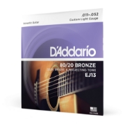 Immagine di Corde D’Addario EJ13 per chitarra acustica, rivestimento in bronzo 80/20, Custom Light, 11-52