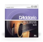 Immagine di Corde D’Addario EJ13 per chitarra acustica, rivestimento in bronzo 80/20, Custom Light, 11-52
