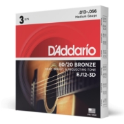 Immagine di D'Addario EJ12-3D - Corde in bronzo 80/12 per chitarra acustica, scalatura media, 13-56, 3 mute