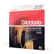 Immagine di Corde D’Addario EJ12 per chitarra acustica, rivestimento in bronzo 80/12, Medium, 13-56