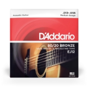 Immagine di Corde D’Addario EJ12 per chitarra acustica, rivestimento in bronzo 80/12, Medium, 13-56
