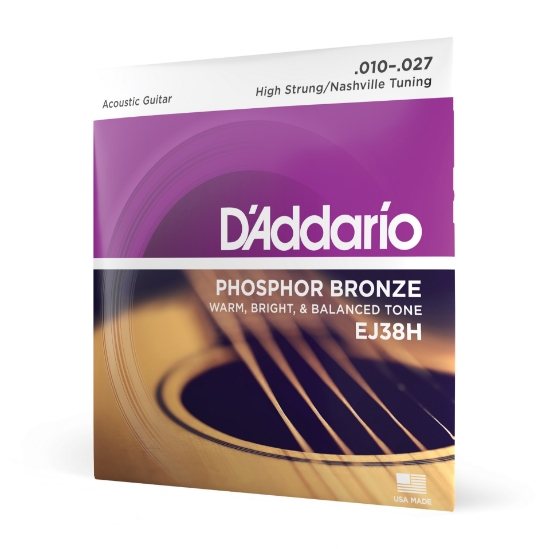 Immagine di Corde D’Addario EJ38H in bronzo fosforoso per chitarra acustica, High Strung/Nashville Tuning, 10-27