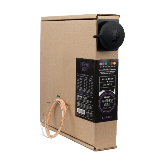 Immagine di D'Addario EJ26-B25 - Corde rivestite in fosforo-bronzo per chitarra acustica, scalatura custom leggera, confezione da 25 mute