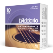 Immagine di Corde D’Addario EXP26-10P per chitarra acustica in bronzo fosforoso, Custom Light, 11-52