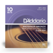 Immagine di Corde D’Addario EXP26-10P per chitarra acustica in bronzo fosforoso, Custom Light, 11-52