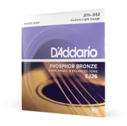 Immagine di Corde D’Addario EJ26 per chitarra acustica in bronzo fosforoso, Custom Light, 11-52