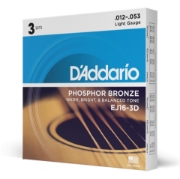 Immagine di Corde D'Addario EJ16-3D in bronzo fosforoso per chitarra acustica, Light, 3 sets