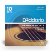 Immagine di Corde D'Addario EJ16-10P in bronzo fosforoso per chitarra acustica, Light, 10 sets