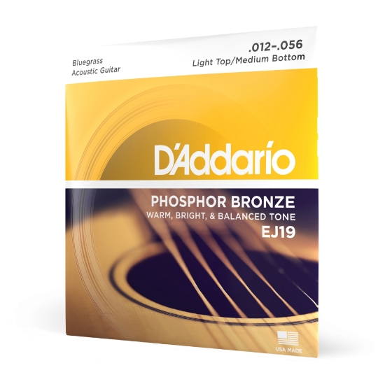 Immagine di Corde D'Addario EJ19 in bronzo fosforoso per chitarra acustica, Bluegrass, 12-56