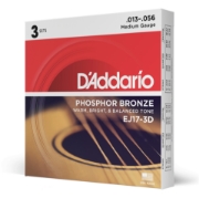Immagine di Corde D’Addario EJ17-3D in bronzo fosforoso per chitarra acustica, Medium, 13-56, 3 Sets