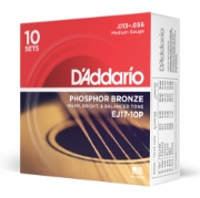 Immagine di Corde D’Addario EJ17-10P in bronzo fosforoso per chitarra acustica, Medium, 13-56, 10 Sets