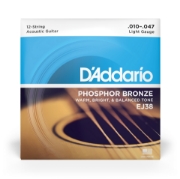 Immagine di Corde D’Addario EJ38 in bronzo per chitarra acustica, 12 corde, Light, 10-47