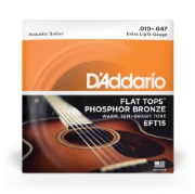 Immagine di Corde D'Addario EFT15 Flat Tops in bronzo fosforoso per chitarra acustica, Extra Light, 10-47