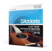 Immagine di Corde D'Addario EFT16 Flat Tops in bronzo fosforoso per chitarra acustica, Light, 12-53
