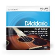 Immagine di Corde D'Addario EFT16 Flat Tops in bronzo fosforoso per chitarra acustica, Light, 12-53