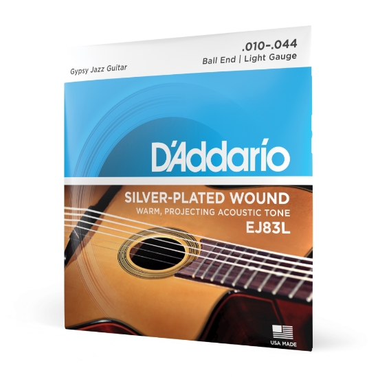 Immagine di Corde D'Addario EJ83L per chitarra acustica Gypsy Jazz, con pallino finale, Light, 10-44