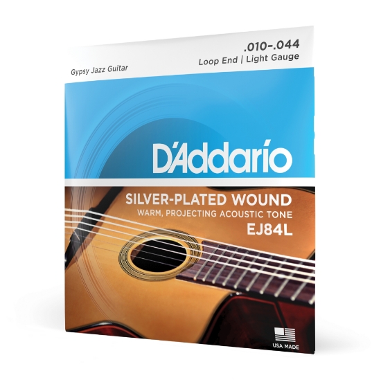 Immagine di Corde D'Addario EJ84L per chitarra acustica Gypsy Jazz, senza pallino finale, Light, 10-44