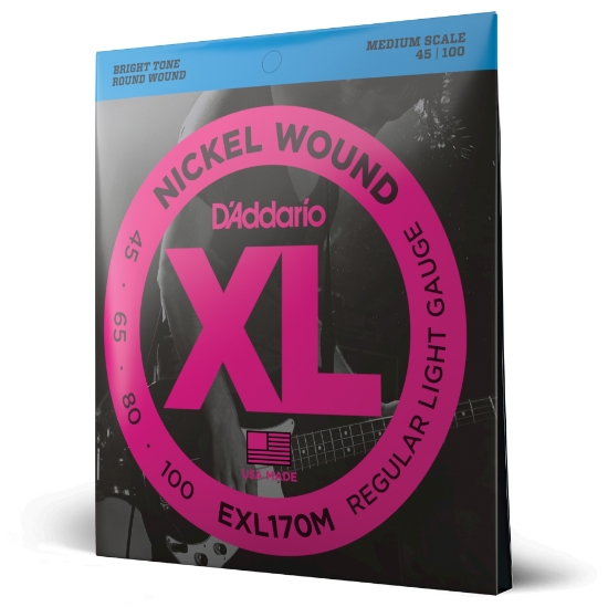 Immagine di Corde D’Addario EXL170M per basso, Nickel Wound, Light, 45-100, Medium Scale